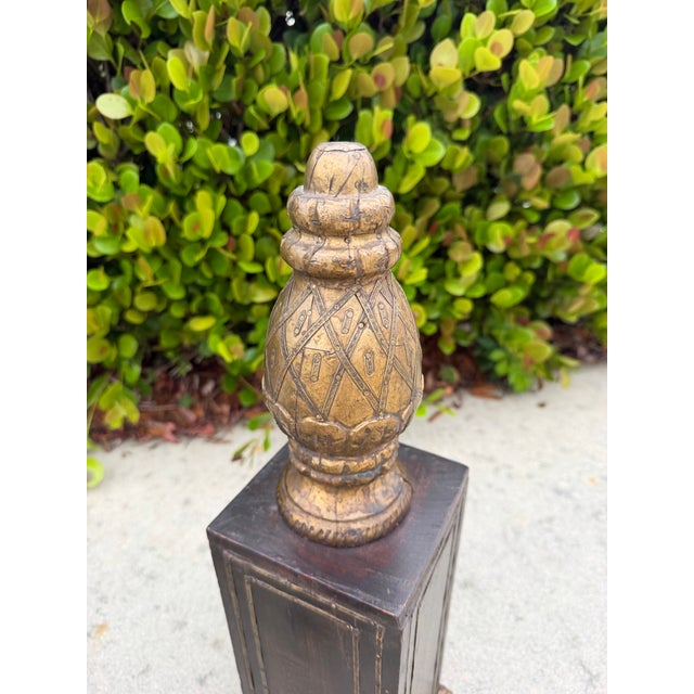 Mid-Century Modern Vintage Hand-Carved Wood Obelisks With Hand-Applied Brass, Signed d.j., Set of 3 For Sale - Image 3 of 12