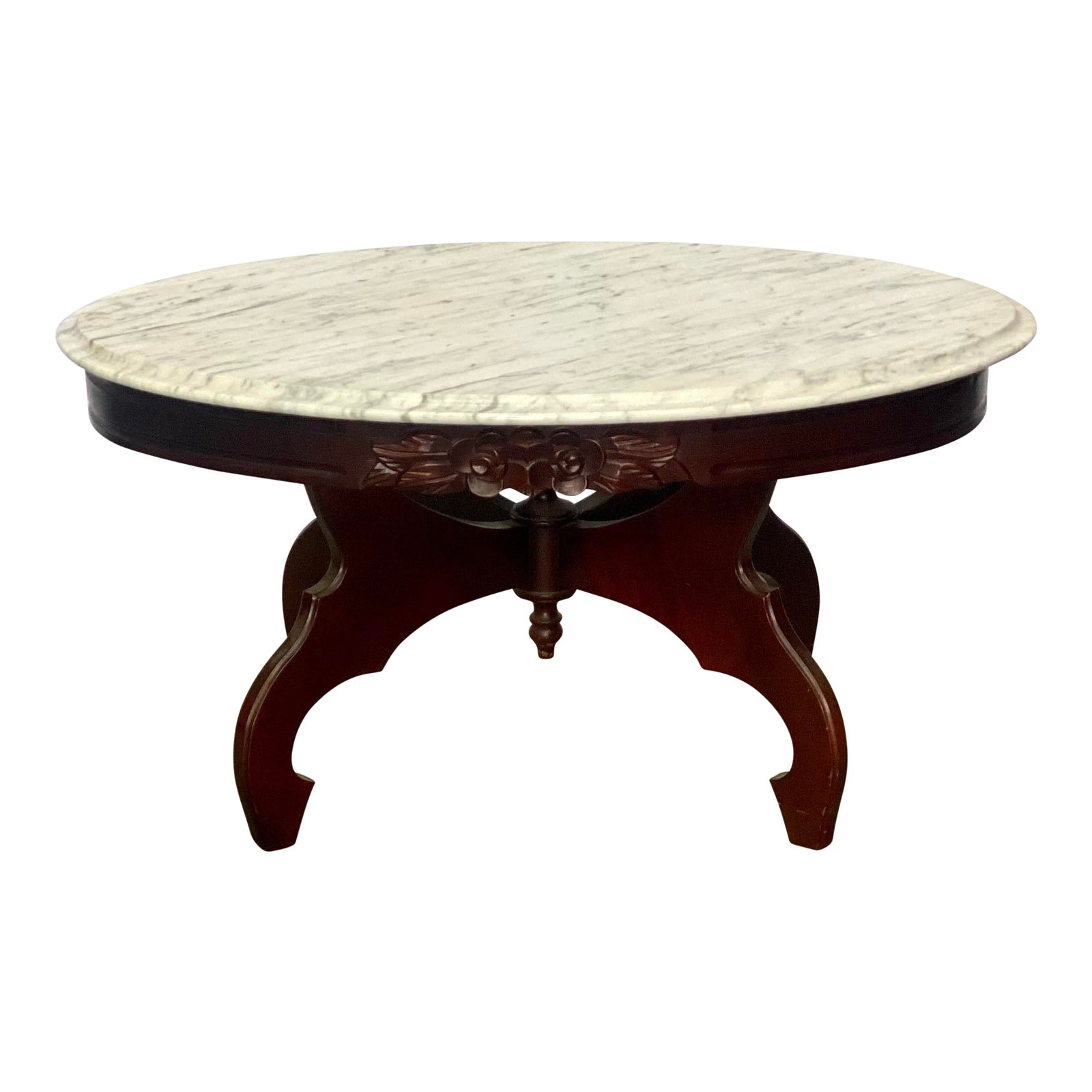 Vintage Mahogany Kimball Italian Marble Top Oval Coffee Table Chairish