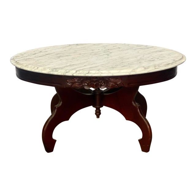 Vintage Mahogany Kimball Italian Marble Top Oval Coffee Table Chairish