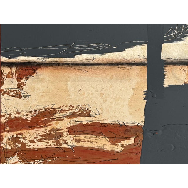 2020s “Rodeo” Black Abstract Art in Antique Frame, Transitional Living Room Art by JTS For Sale - Image 5 of 11