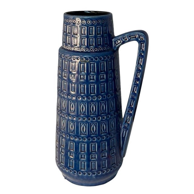 Ca. 1970, Western Germany made vase. Cool and clean design with a glazed inside. Marked at the bottom. Very large, Inka...