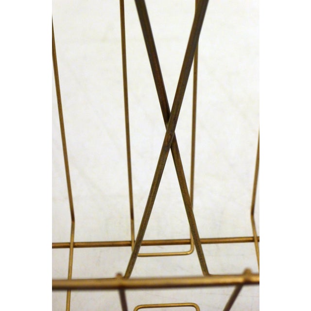 Brown Mid-Century Modern Magazine Rack in Gilt Metal and Wooden Handle, 1950s For Sale - Image 8 of 13