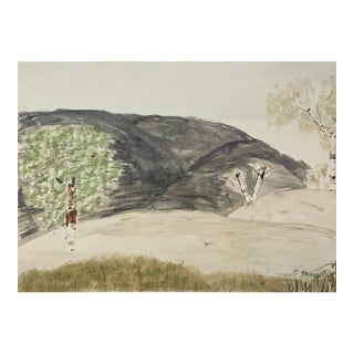 1960s Landscape Watercolor by Stewart For Sale