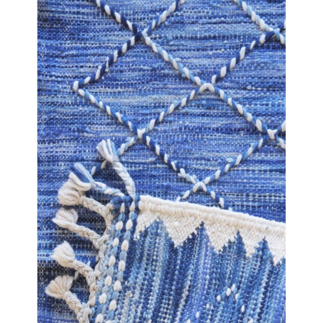 Indigo Flatweave Rug - 7 X 2.3 Ft For Sale In Cleveland - Image 6 of 8