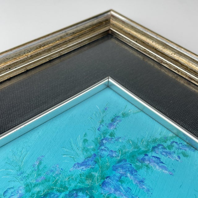 Luigi Targa, Blue Flowers, Padua, Italy, Oil on Canvas, 1970s, Framed For Sale - Image 6 of 15