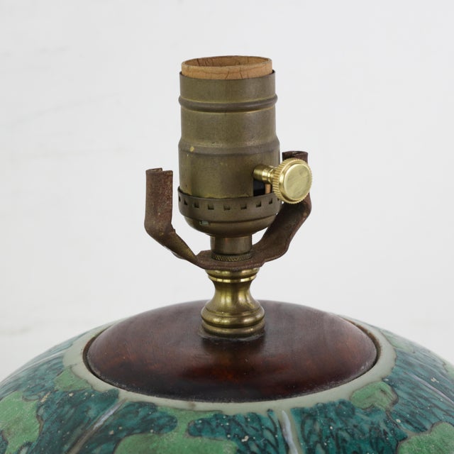 Antique Famille Rose Bok Choy Porcelain Table Lamp With Cabbage Leaf and Butterfly Motif For Sale In New York - Image 6 of 13