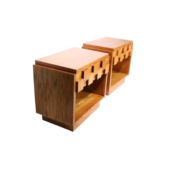 Mid-Century Modern Pair Brutalist Staccato Night Table by the Lane Furniture Company C1960/70's For Sale - Image 3 of 18