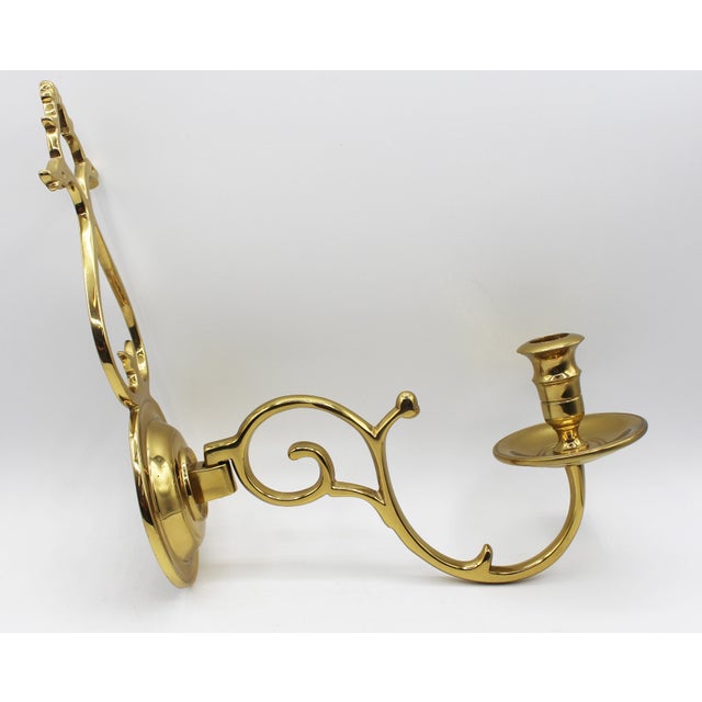 Mid-Century Modern Circa 1970s Pair of Single Light Brass Wall Sconces by Virginia Metalcrafters For Sale - Image 3 of 9