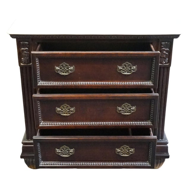 Collezione Europa Cachat Collection Cherry Contemporary Traditional 30" Three Drawer Nightstand W. White Granite Top For Sale In Kansas City - Image 6 of 13