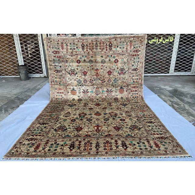 Islamic Hand-Knotted Afghan Sultanabad Chobi Wool Area Rug - 7'11" X 11'6" For Sale - Image 3 of 11