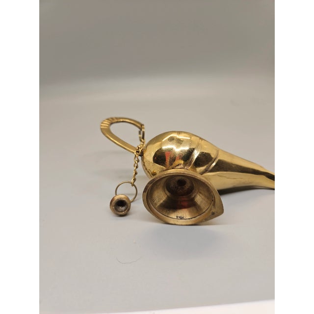 Mediterranean Miniature Vintage Brass Aladdin Lamp For Sale - Image 3 of 3