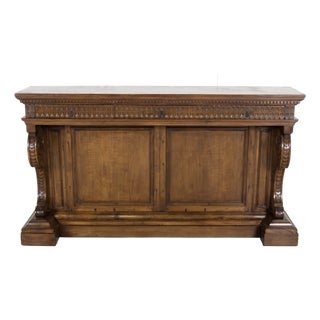 19th Century Spanish Renaissance Style Carved Walnut Wall Console With Three Drawers For Sale