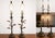 pair of vintage table lamps with a sculptural tree branch motif featuring delicate, amber glass leaves. Crafted in an...