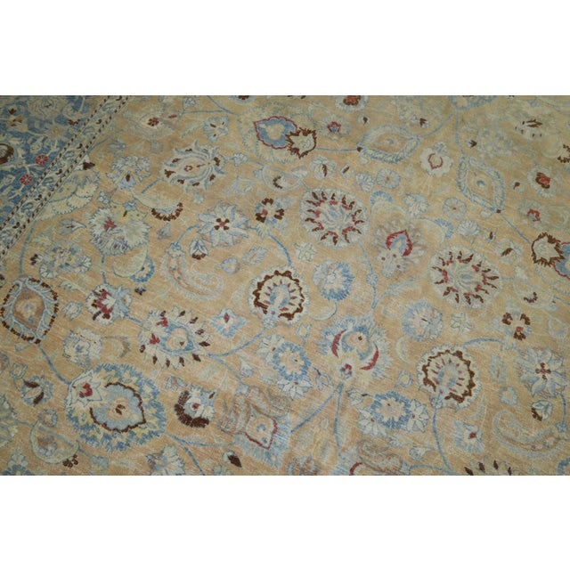 Persian Meshed Beige Blue Teal Antique Rug - 10' x 13' For Sale - Image 10 of 12