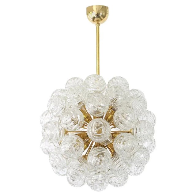 German Sputnik Chandelier with Snow Glass Balls by Doria, 1970s For Sale - Image 14 of 14