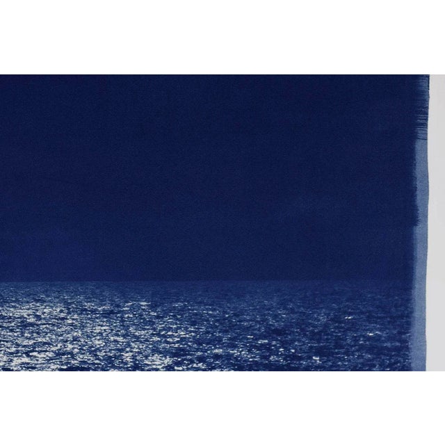 2021 "Barcelona Beach Night Horizon" Contemporary Cyanotype on Watercolor Paper For Sale In Miami - Image 6 of 12