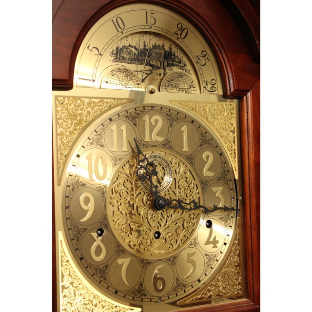 Late 20th Century Ridgeway Traditional Cherry Tall Case Grandfather Clock For Sale - Image 4 of 13