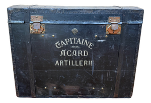 19th Century Leather and Brass Domed Military Travel Trunk by Captain Acard, Artillery