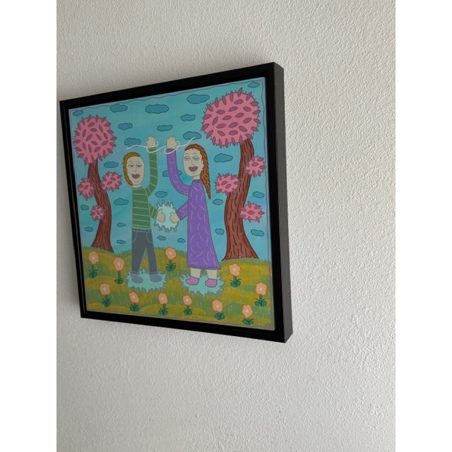 Folk Art Original Acrylic Folk Art Painting From Renowned Key West Artist 'Reaching for the Sky' For Sale - Image 3 of 9