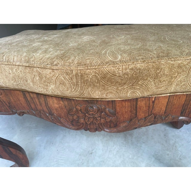 1910s Antique Serpentine Fireside Bench For Sale - Image 5 of 6