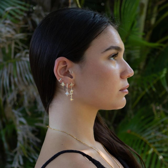 Celestial Trinity Gold & Diamond Earring Set For Sale - Image 9 of 10