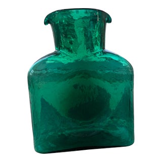 Emerald Green Blenko Glass Bottle For Sale