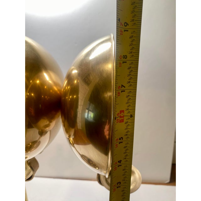 Brass 1960s Sarreid Mid-Century Modern Brass Candle Holders With Concave Reflectors a Pair For Sale - Image 8 of 16