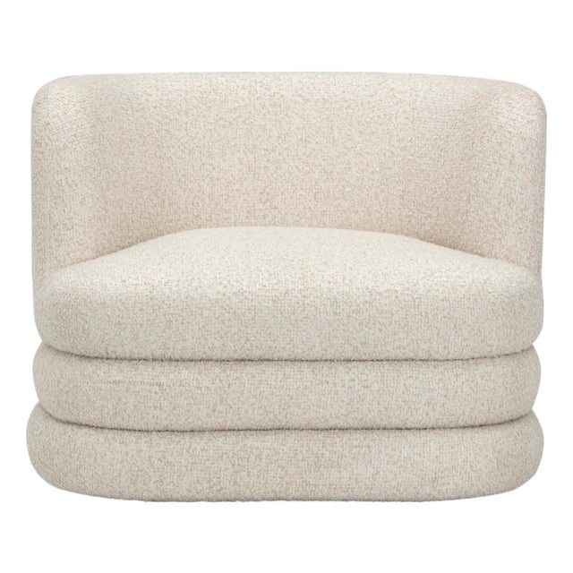 Cream Astor Cream Heavy Boucle Swivel Hotel Lounge Chair For Sale - Image 8 of 8