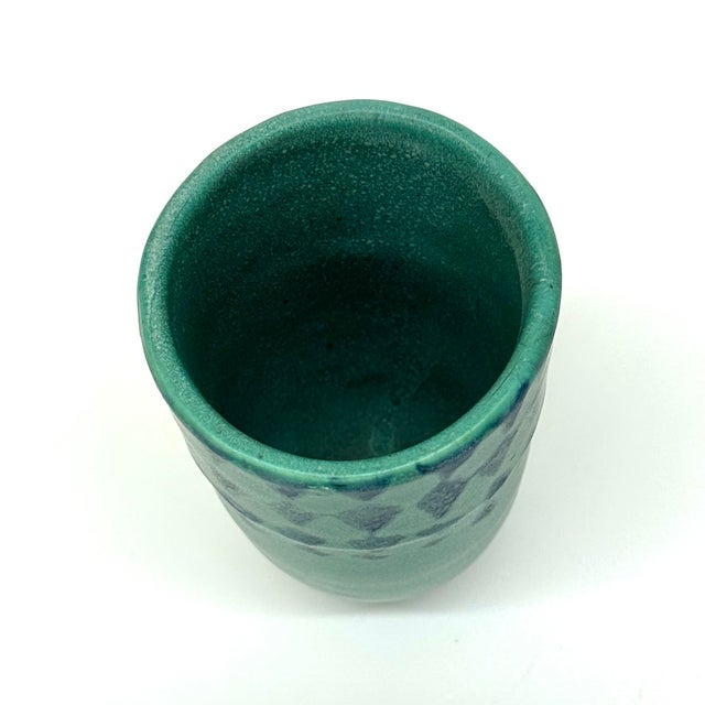 Turquoise & Olive Artisanal Chunky Pottery Vessel Curation - Group of 6 For Sale - Image 11 of 16