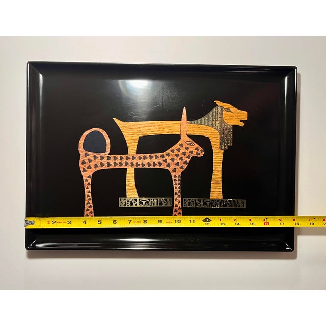 Rare! Vintage Couroc Monterey California Inlaid Serving Tray – Egyptian Motif For Sale In Los Angeles - Image 6 of 8