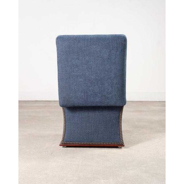 Ralph Lauren 'Florence' Storage Ottoman in Damask Blue Linen For Sale - Image 12 of 18