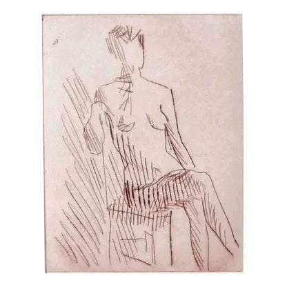 Female Figure, Original Etching, Mid 20th-Century For Sale