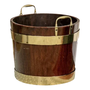 19th Century English George III Mahogany Brass Bound Peat Bucket with Loop Handles