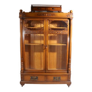 Victorian Double Door Bookcase For Sale