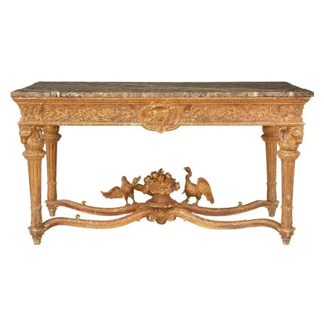 Italian Louis XVI Style Giltwood Console / Center Table, Hand Carved, Figural For Sale - Image 13 of 13
