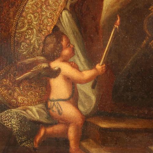 Holy Bishop Receiving Communion from Jesus, Oil on Canvas, Framed For Sale - Image 9 of 13