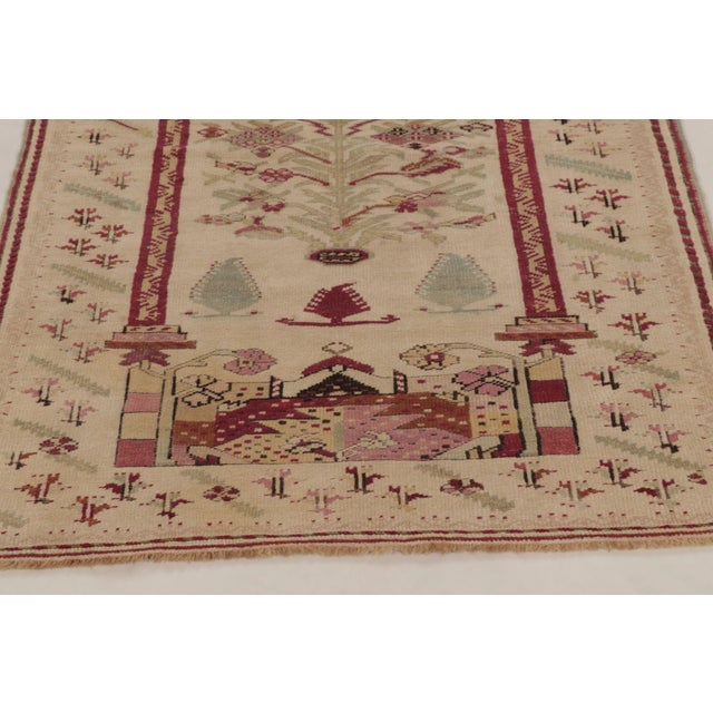Ruby Red Antique 19th Century Turkish Ghiordes Rug With Bold Pictorials - Rug & Kilim For Sale - Image 8 of 10