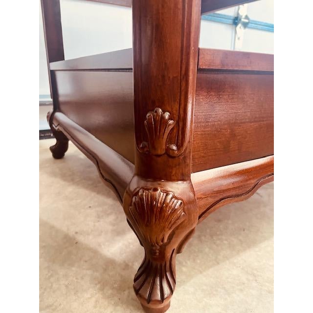 Brown Pair of Vintage Bassett Glass Top Cherry End Tables With Drawers For Sale - Image 8 of 10