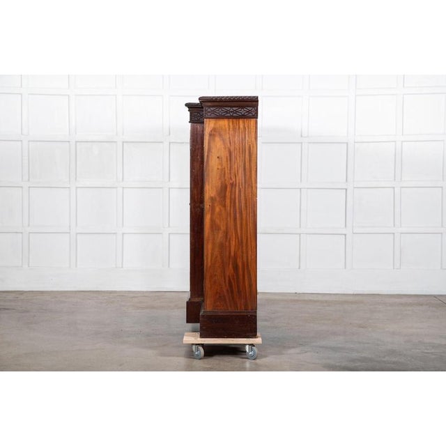 Wood Large 19th Century English Mahogany Glazed Breakfront Bookcase, 1880 For Sale - Image 7 of 18