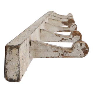 Industrial White Wall-Mounted Coat Rack in Wood, Belgium, 1920s For Sale