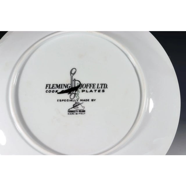 Piero Fornasetti Porcelain Cook Plates-Calcutta Minestrone and Corfam Du Pont With Original Faux Hide Box For Sale - Image 11 of 11