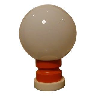 Opaline Glass and Wood Table Lamp, Italy, 1970s For Sale