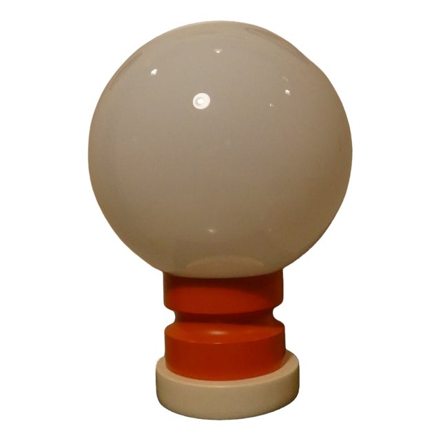 Opaline Glass and Wood Table Lamp, Italy, 1970s For Sale