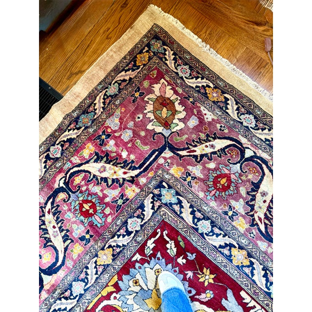 Oversized Hand Knotted Wool Agra Ivory Lavender Red Medallion Rug 24' X 17' For Sale - Image 4 of 9