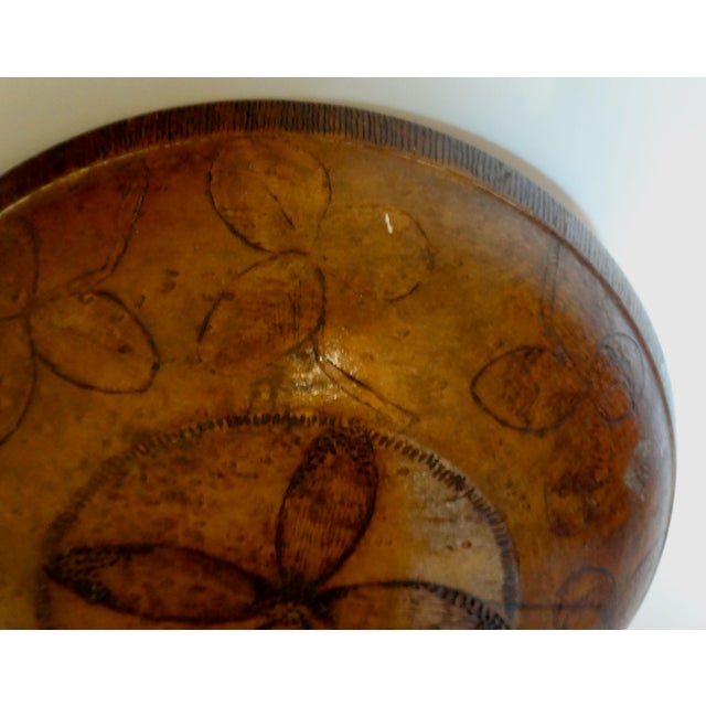 Early Americana Carved Wood Bowl With Rabbits For Sale - Image 11 of 15