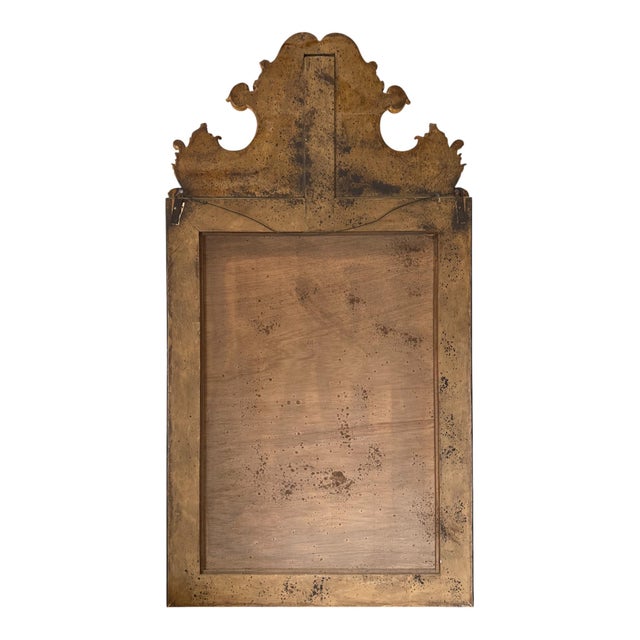 This is a vintage hand-painted, gilt-wood and ebonized mirror with hand-painted traditional Chinese depictions. The inset...