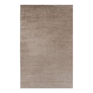 Rug & Kilim’s Oversized Modern Textural Rug in Brown, White and Beige Striae - 12x19 For Sale