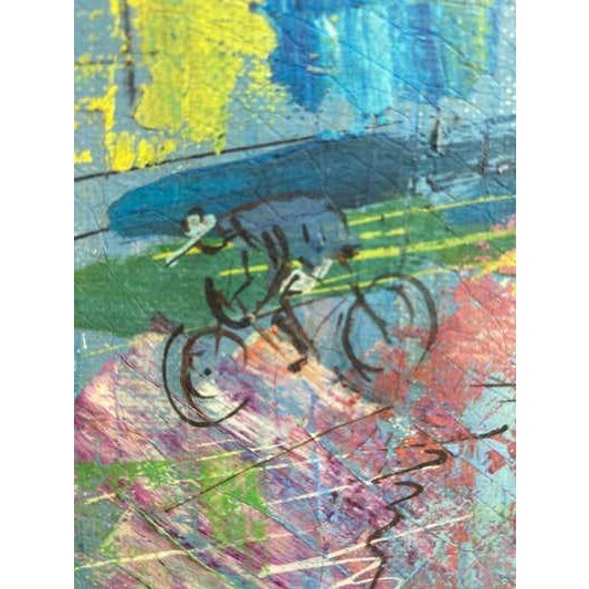 Textile Cityscape Oil Painting, Mid-Century Modern, Signed, Nerfin, 1950s For Sale - Image 7 of 8