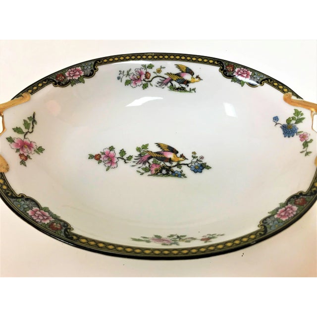 Ivory Japanese Noritake Porcelain Serving Bowl in "Pheasant" Pattern Circa 1920's For Sale - Image 8 of 10