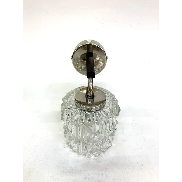 Chiseled Glass Sconce with Nickel Plated and Wooden Accents, 1970s For Sale - Image 6 of 8